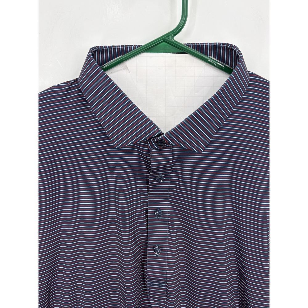 Collars and Co Men's Relaxed Golf Performance Polo Shirt Blue Striped, 3XL, NEW - Picture 4 of 6